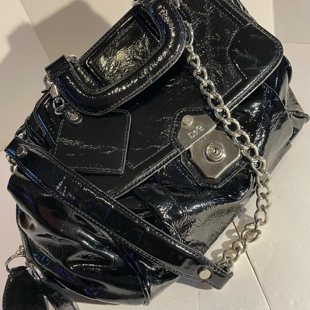 Dolce & Gabbana Glossy Black Chain Shoulder Bag - Picture 7 of 16